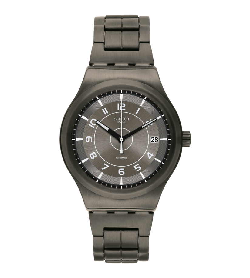 Montre Swatch Sistem51 Sistem Brushed YIM400G, cadran gris, vue de face