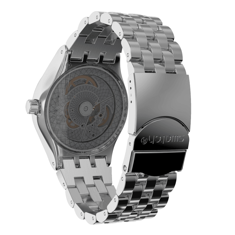 Swatch Sistem51 Sistem Lacque YIS416G watch, back view