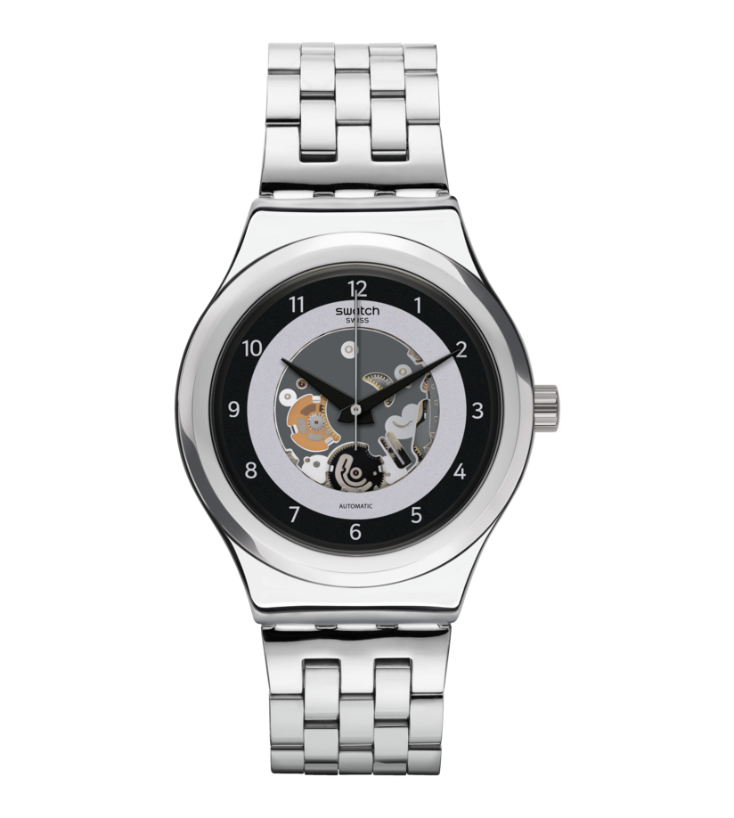 Swatch Sistem51 Sistem Lacque YIS416G watch, grey dial, front view