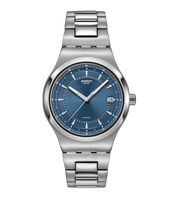 Montre Swatch Sistem51 Shimmer at Dusk YIS435G, cadran bleu, vue de face