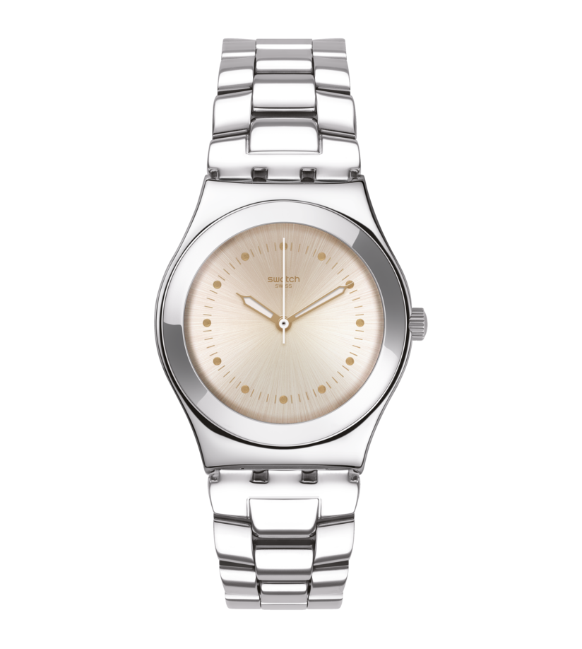 Swatch Irony Puntagialla YLS197G watch, beige dial, front view
