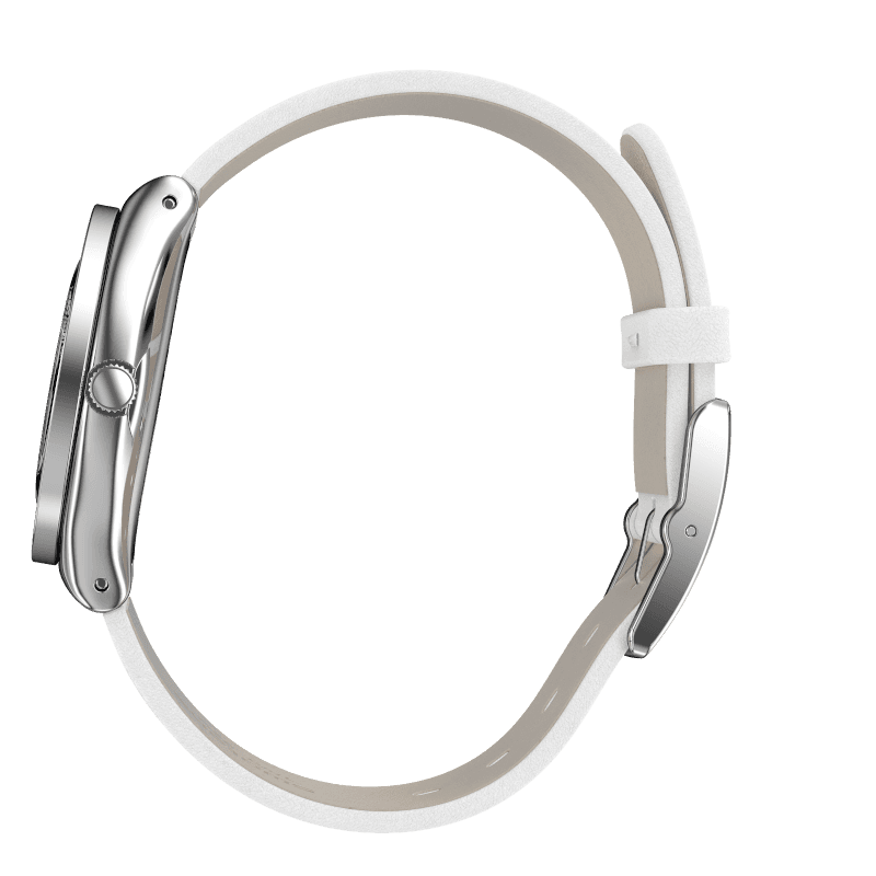 Swatch Irony Starry Party YLS217 watch, white dial, side profile