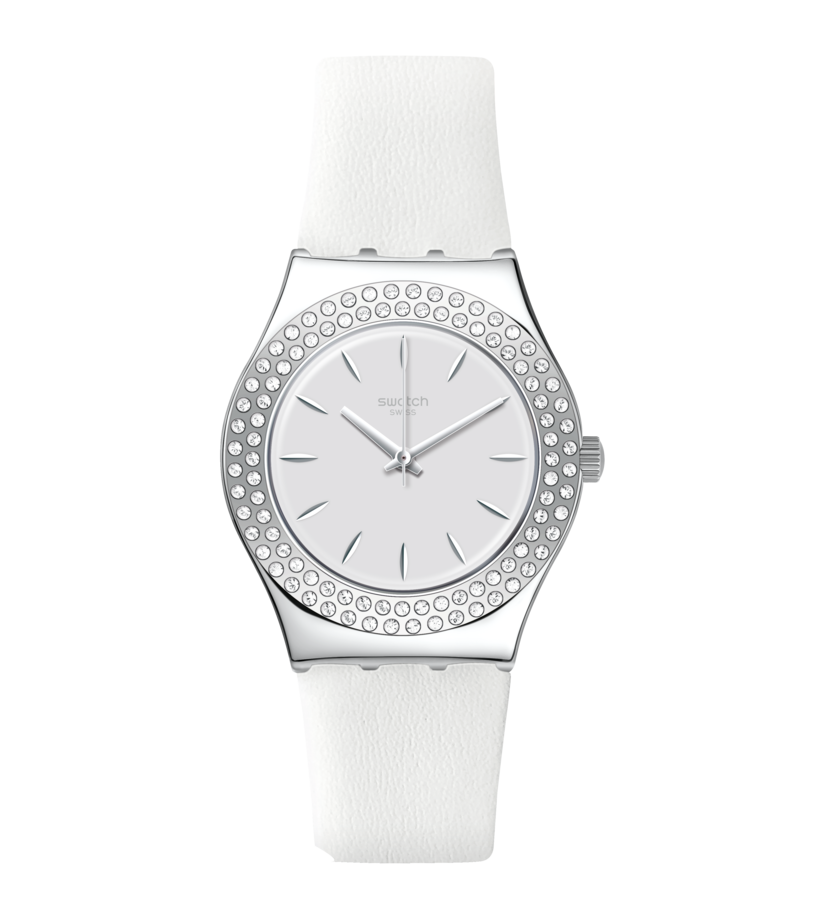 Swatch Irony Starry Party YLS217 watch, white dial, front view