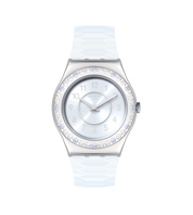 Swatch Irony Precious Aqua YLS226 watch, blue dial, front view