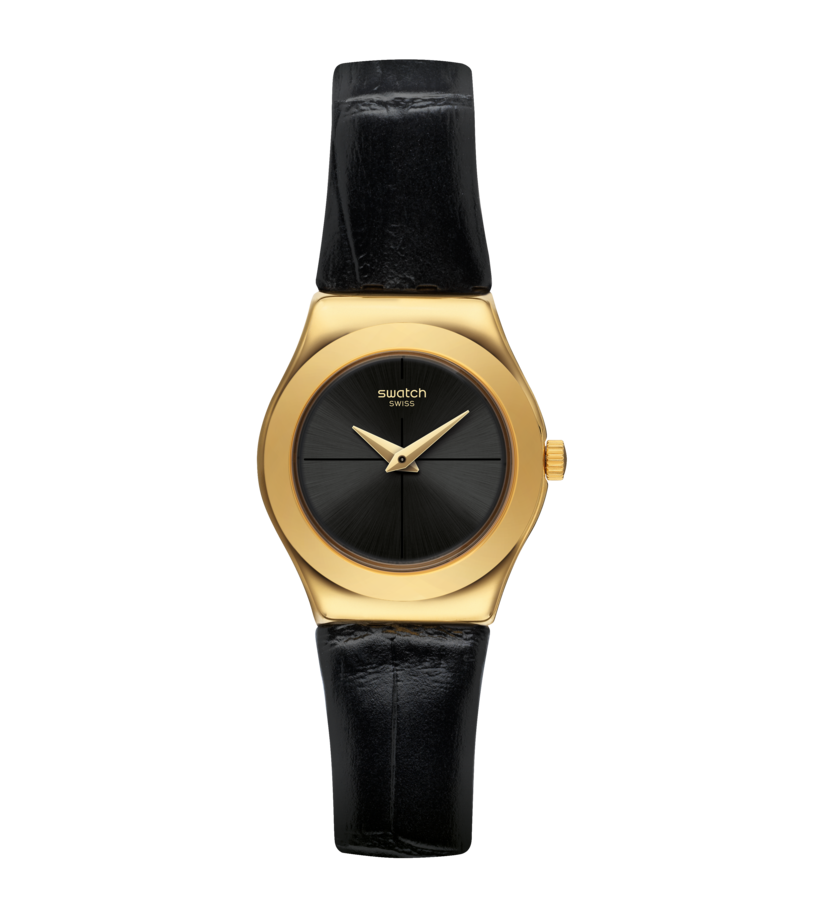 Montre Swatch Irony Nuit Blanche YSG156, cadran noir, vue de face