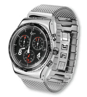 Montre Swatch Irony Blackie YVS401G, cadran noir, vue de profil