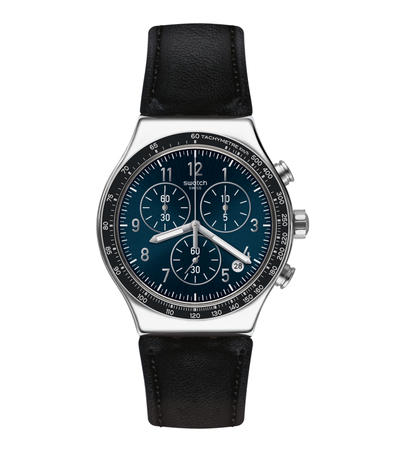 Montre Swatch Irony Chic Sailor YVS448, cadran bleu, vue de face