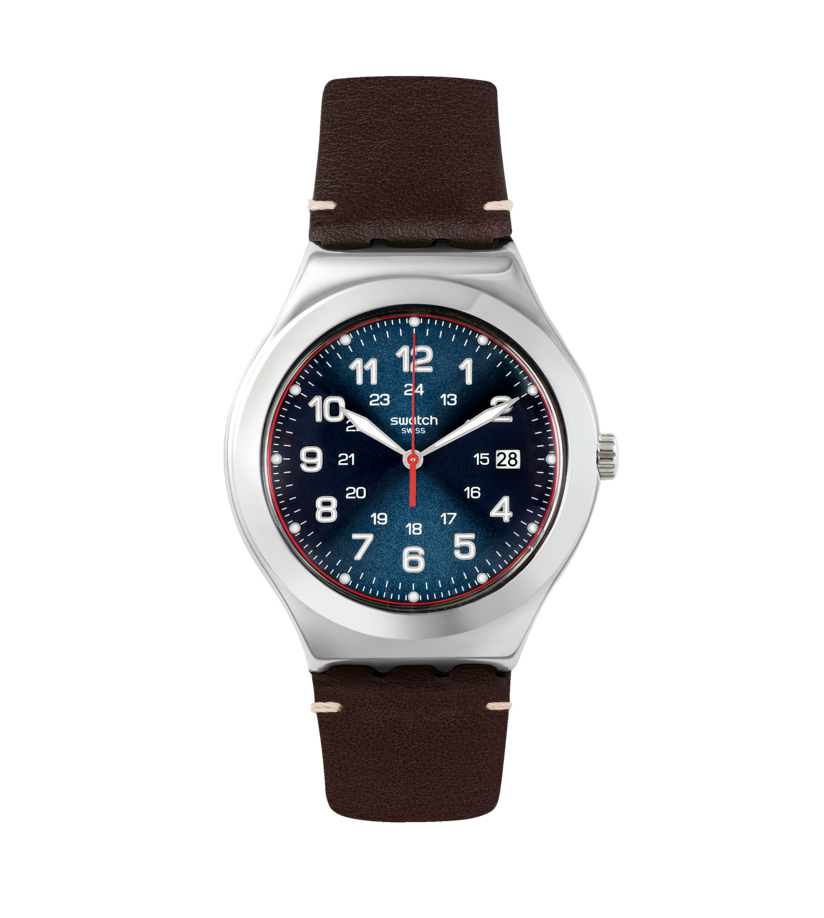 Montre Swatch Irony Happy Joe Flash YWS440, cadran bleu, vue de face