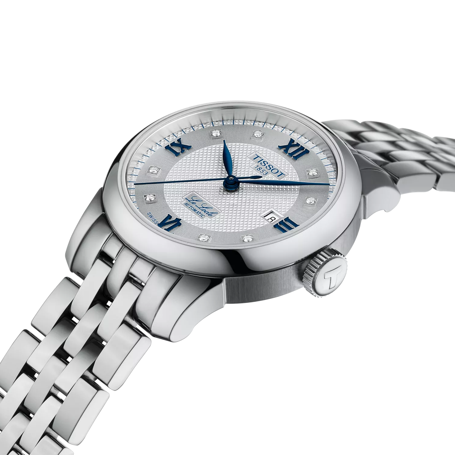 Montre Tissot Le Locle 20th Anniversary 29mm T006.207.11.036.01, cadran argenté, vue de biais