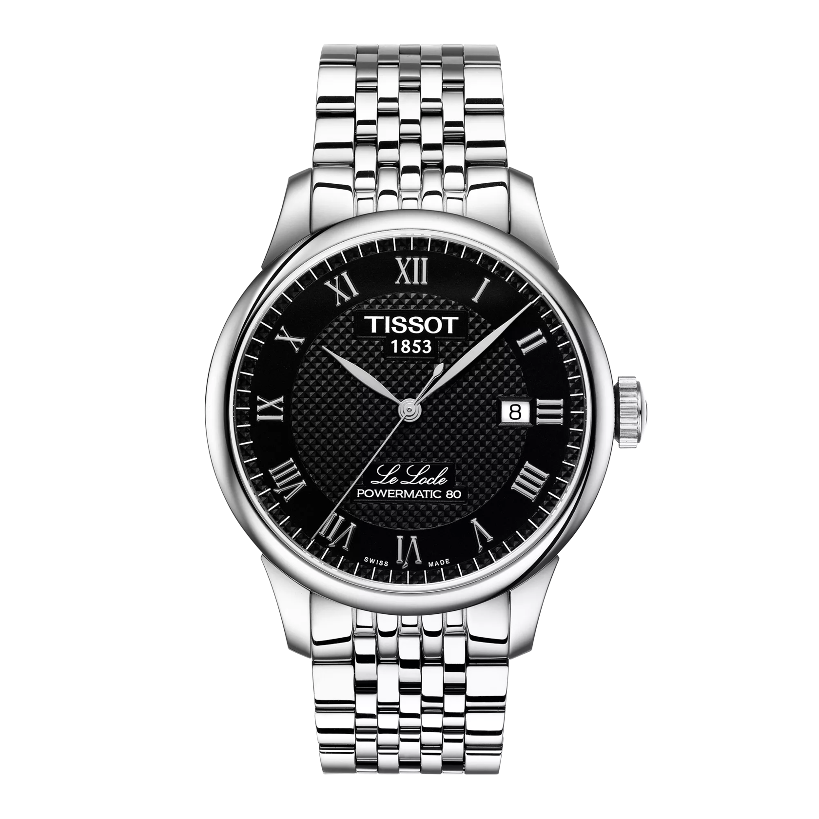 Montre Tissot Le Locle 39.3mm T006.407.11.053.00, cadran noir, vue de face