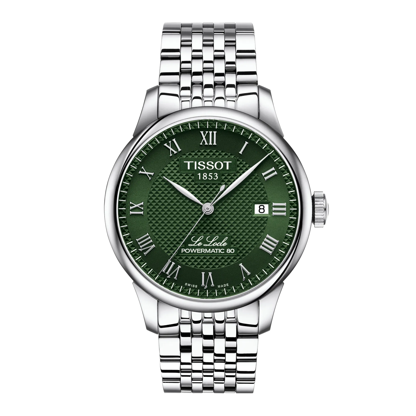 Montre Tissot Le Locle 39.3mm T006.407.11.093.00, cadran vert, vue de face