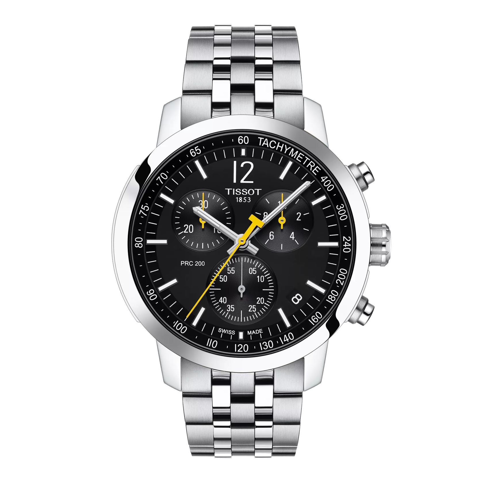Tissot PRC 200 43mm T114.417.11.057.00 watch, black dial, front view