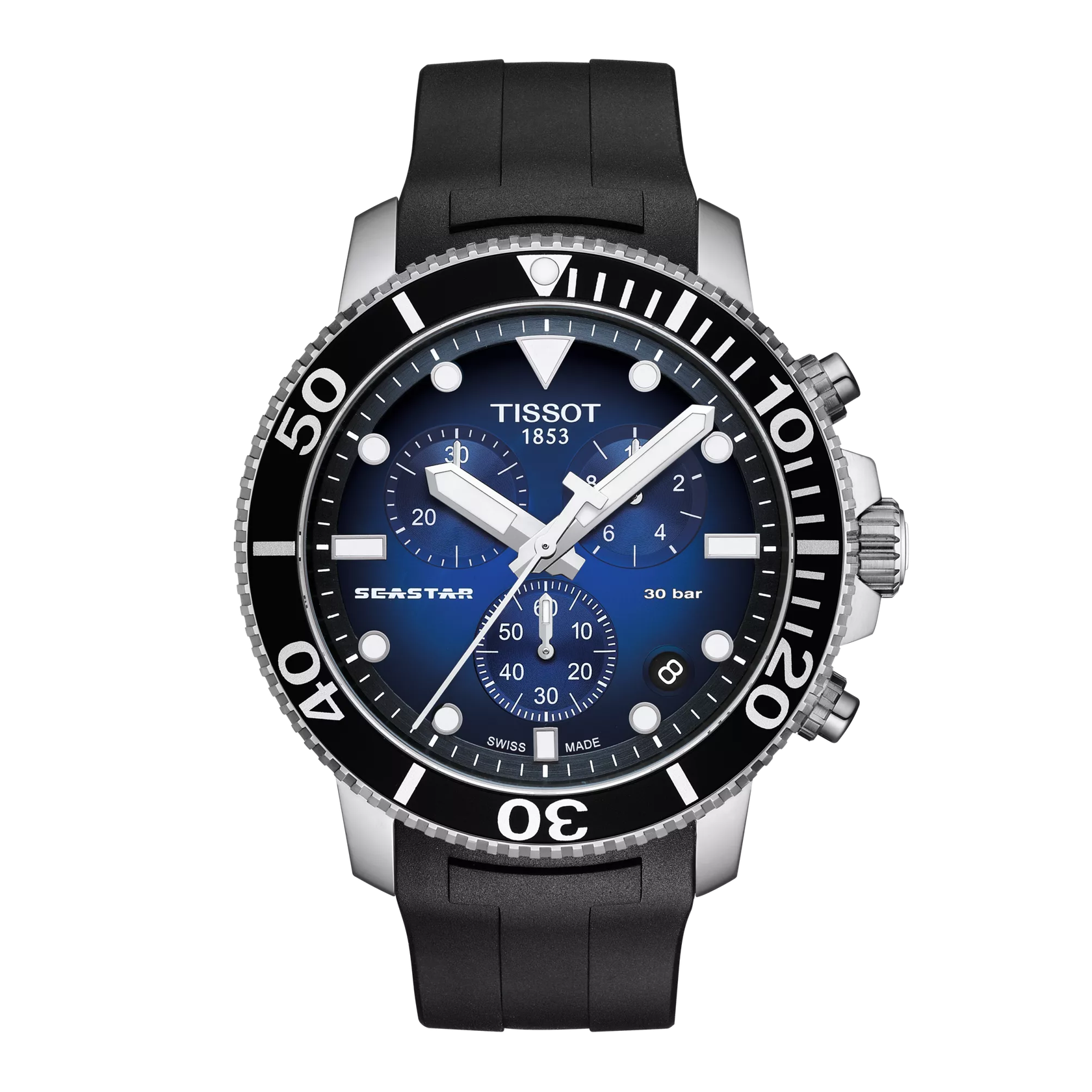 Montre Tissot Seastar 1000 45.5mm T120.417.17.041.00, cadran bleu, vue de face
