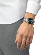 Tissot Seastar 1000 GMT 40mm T120.852.11.051.00 watch, black dial, on the wrist