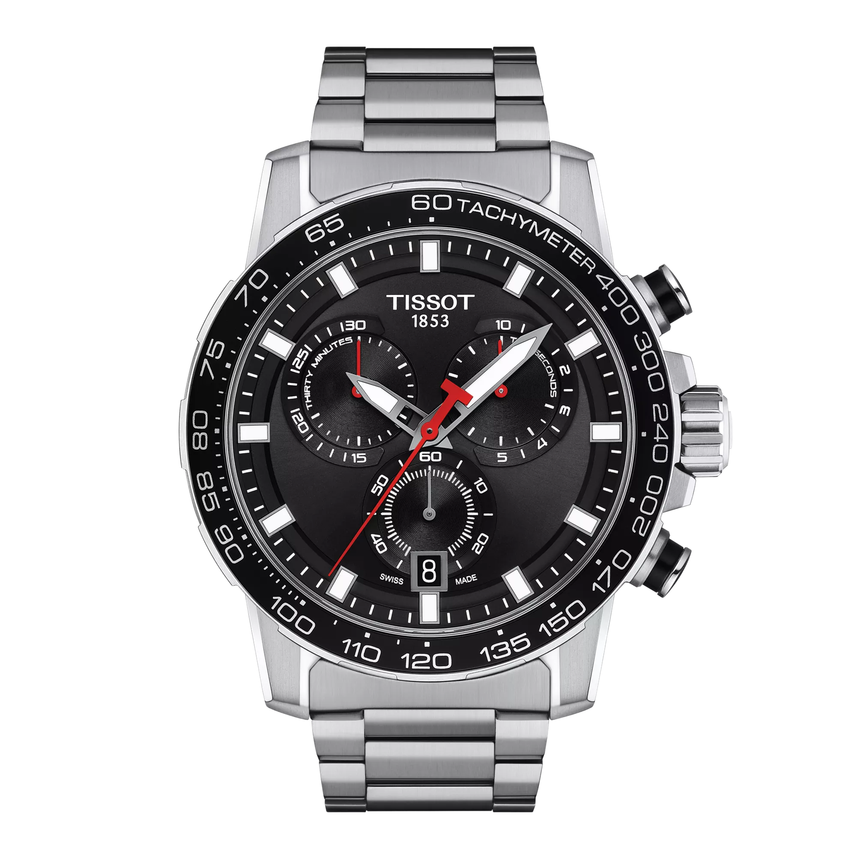 Montre Tissot Supersport Chrono 45.5mm T125.617.11.051.00, cadran noir, vue de face