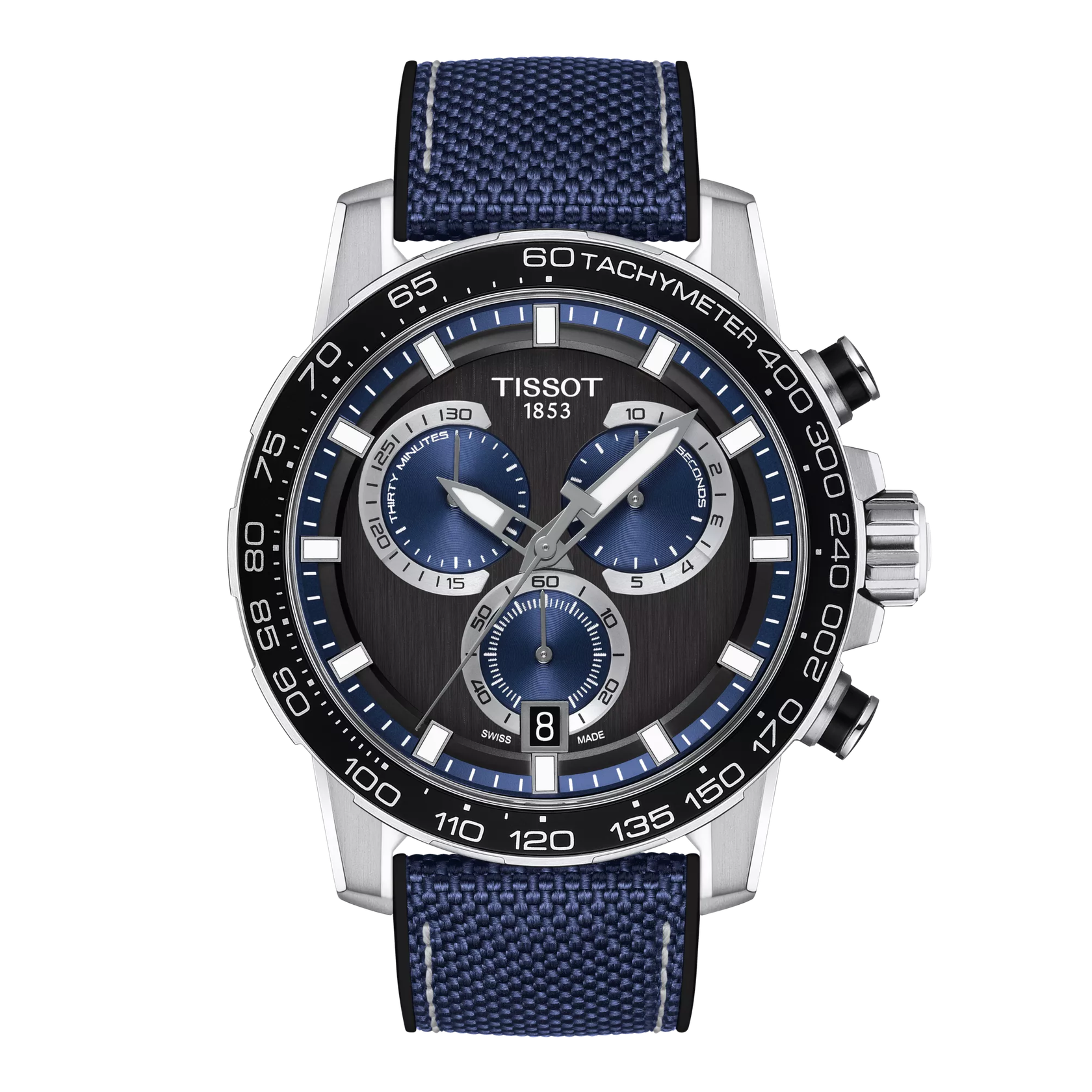 Montre Tissot Supersport Chrono 45.5mm T125.617.17.051.03, cadran noir, vue de face
