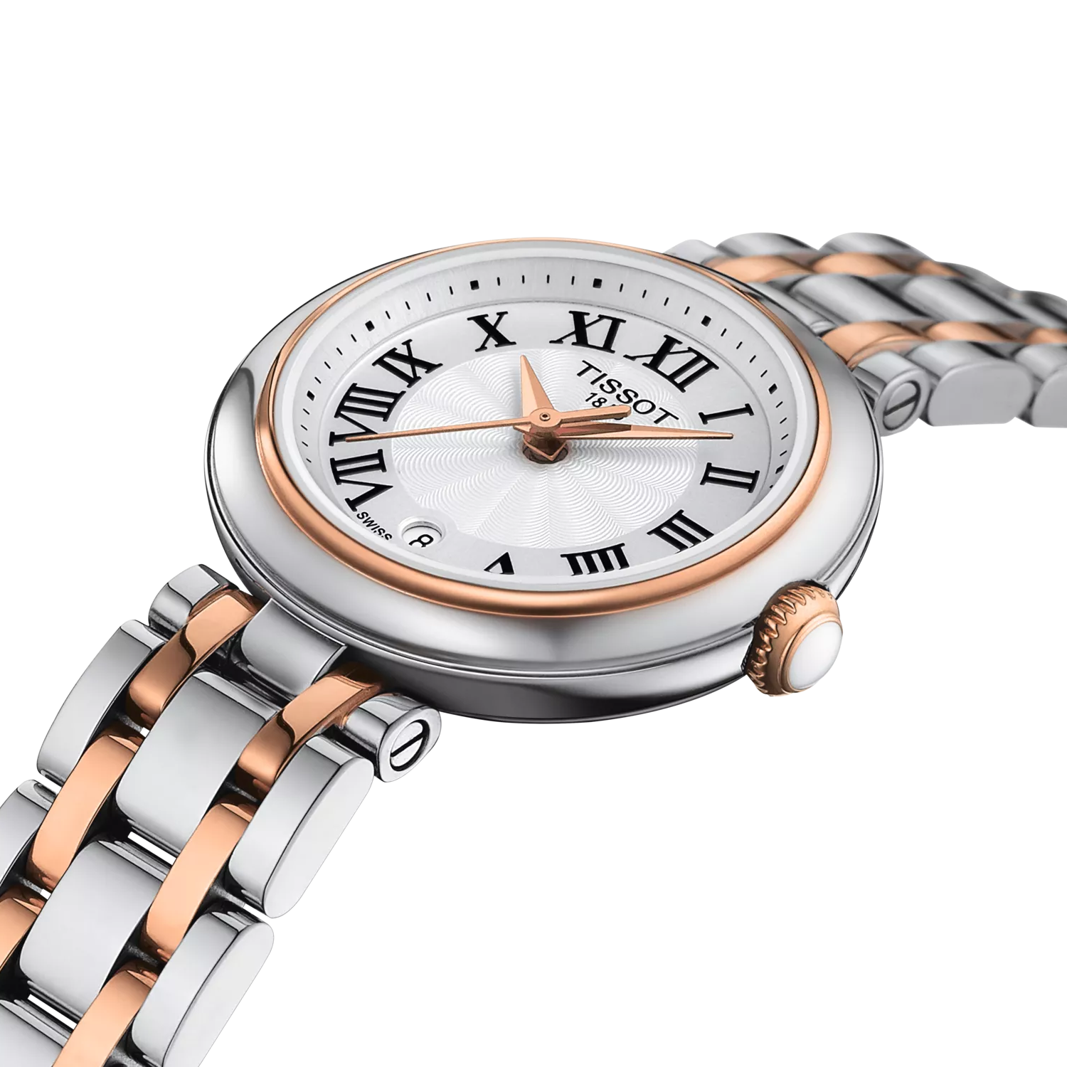 Tissot Bellissima 26mm T126.010.22.013.01 watch, white dial, angled view