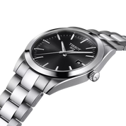 Montre Tissot Gentleman 40mm T127.410.11.051.00, cadran noir, vue de biais