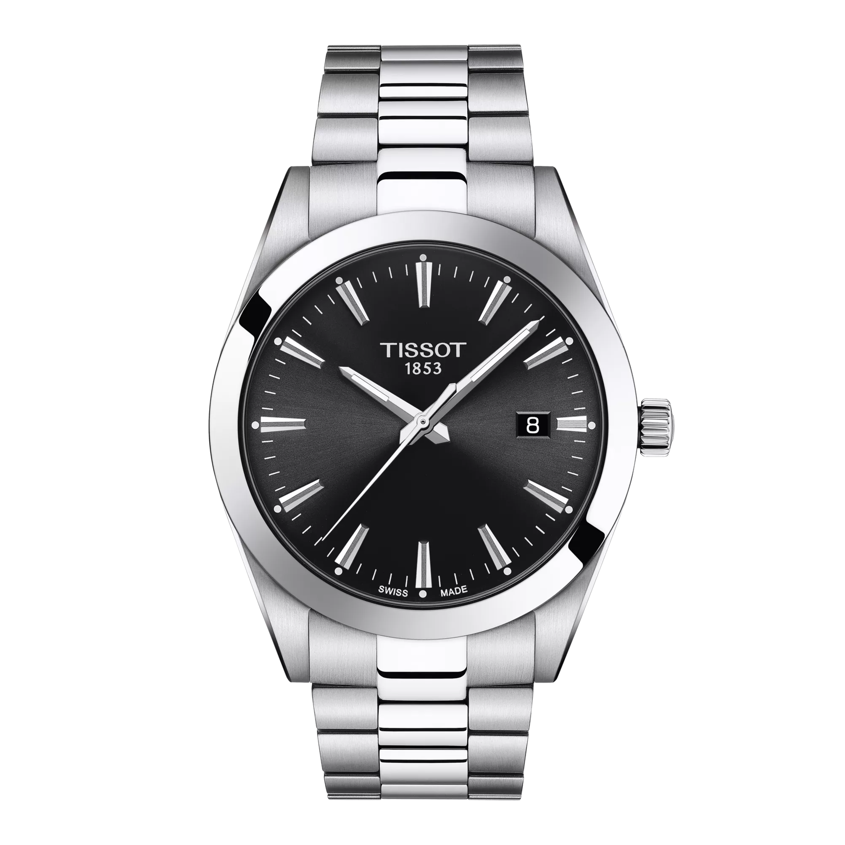 Montre Tissot Gentleman 40mm T127.410.11.051.00, cadran noir, vue de face
