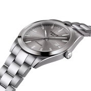 Montre Tissot Gentleman 40mm T127.410.44.081.00, cadran gris, vue de biais