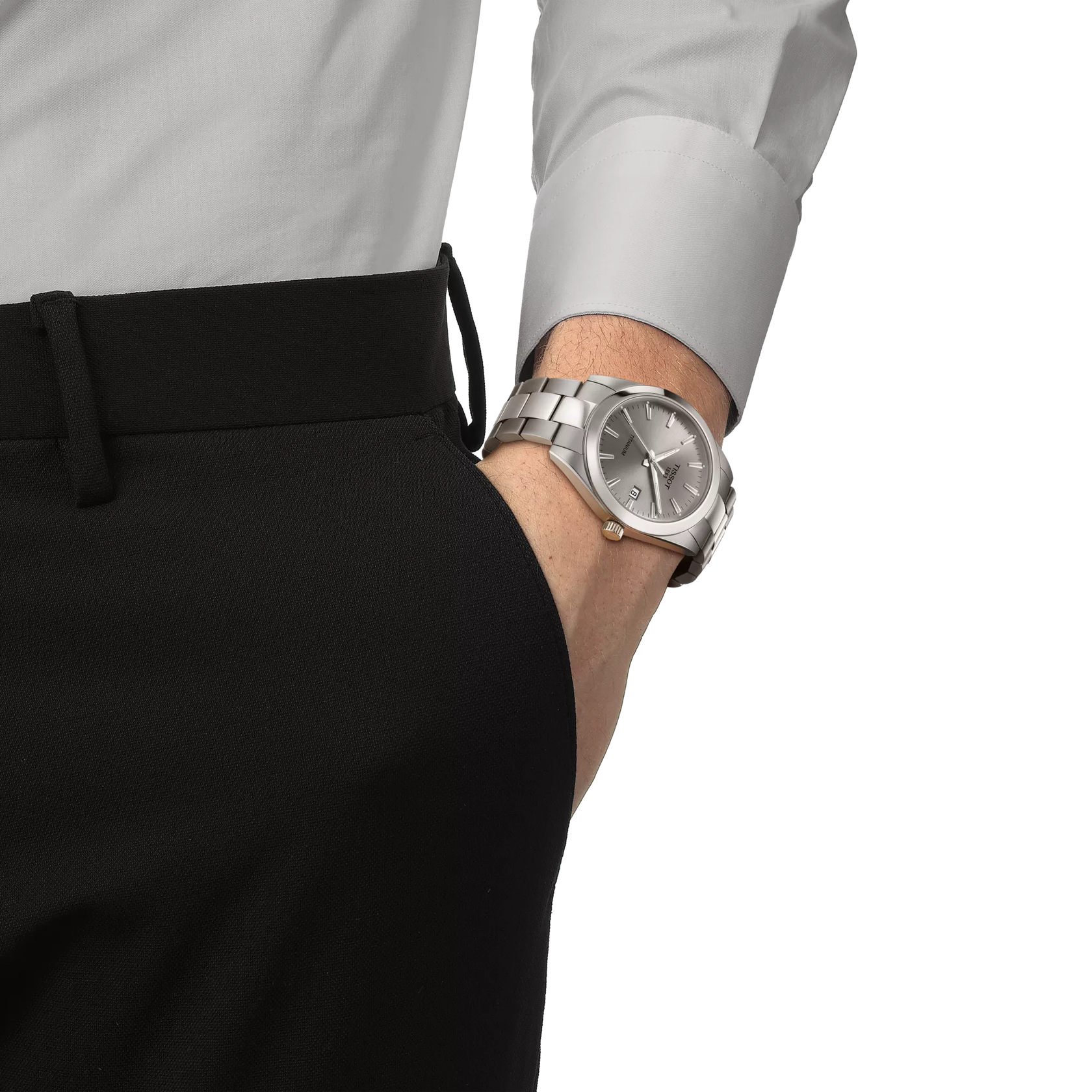 Montre Tissot Gentleman 40mm T127.410.44.081.00, cadran gris, portée