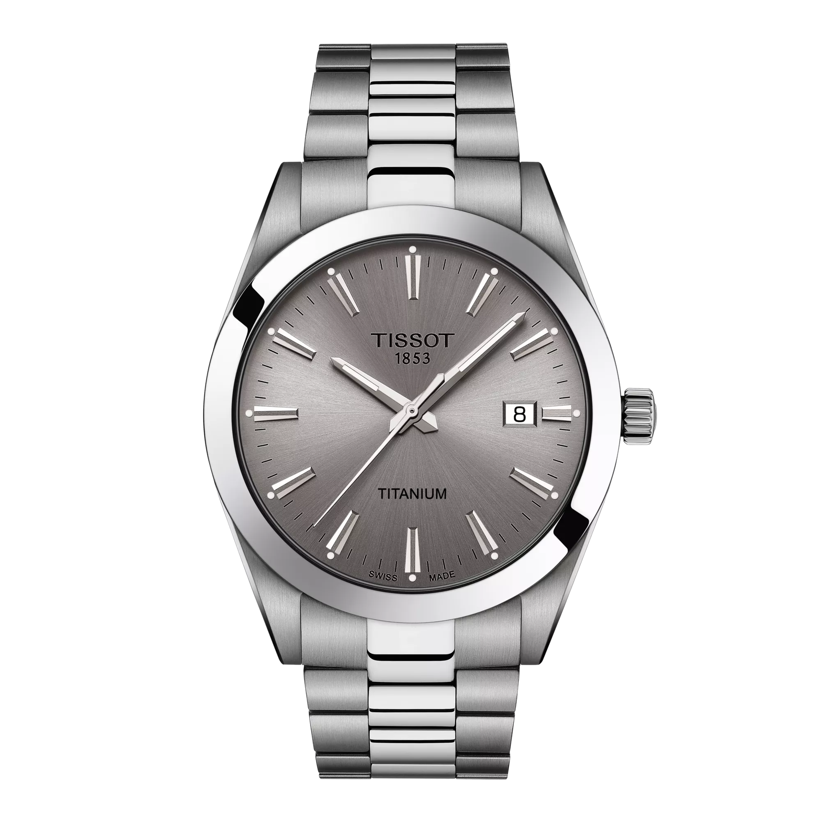 Montre Tissot Gentleman 40mm T127.410.44.081.00, cadran gris, vue de face