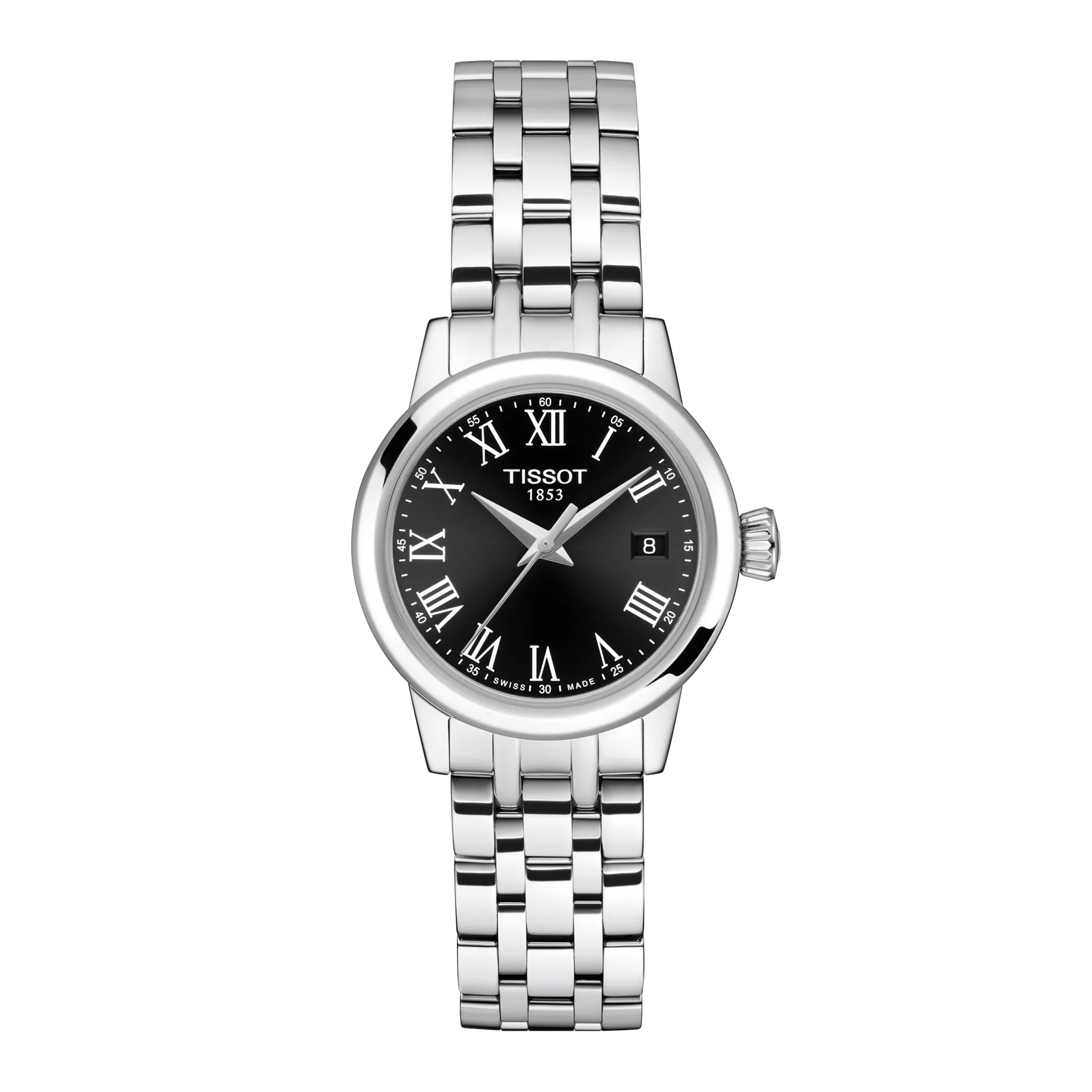 Montre Tissot Classic Dream 28mm T129.210.11.053.00, cadran noir, vue de face