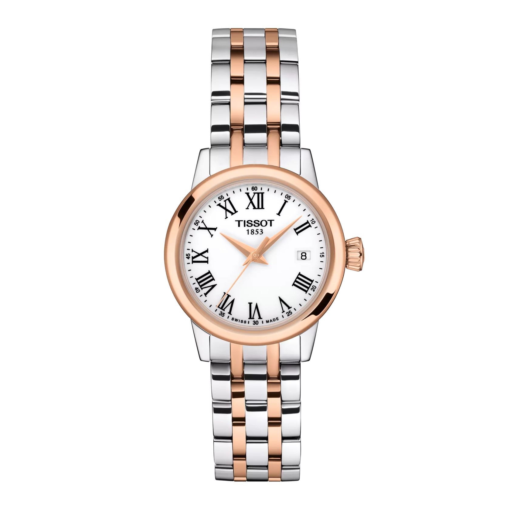 Montre Tissot Classic Dream 28mm T129.210.22.013.00, cadran blanc, vue de face
