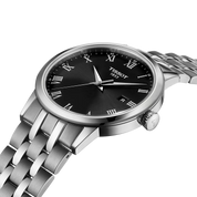 Tissot Classic Dream 42mm T129.410.11.053.00 watch, black dial, angled view