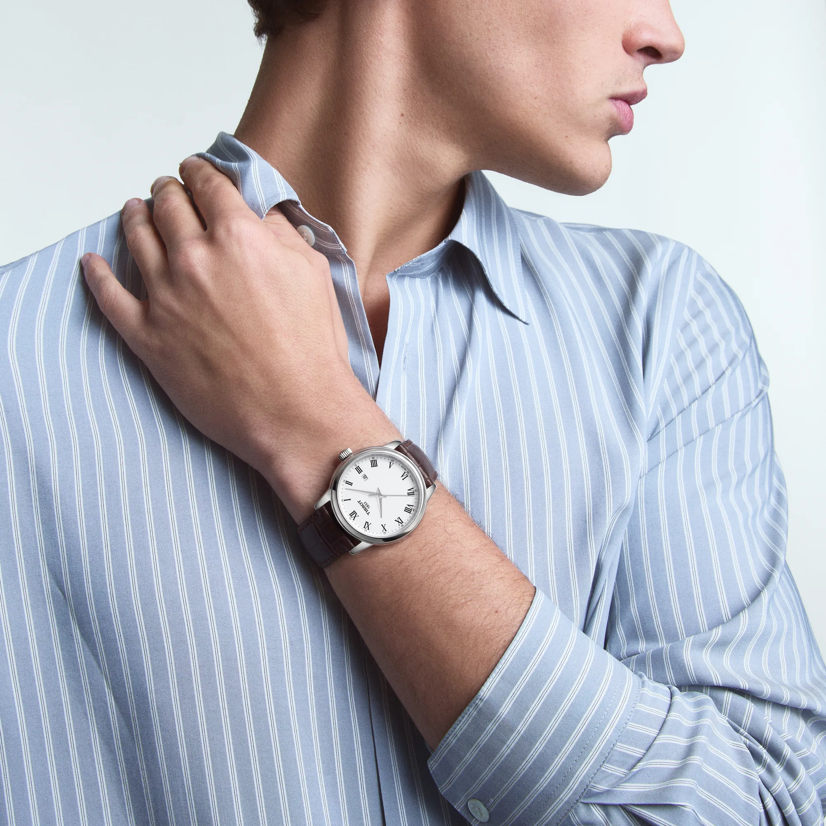 Tissot Classic Dream 42mm T129.410.16.013.00 watch, white dial, on the wrist