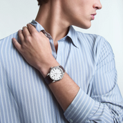 Tissot Classic Dream 42mm T129.410.16.013.00 watch, white dial, on the wrist