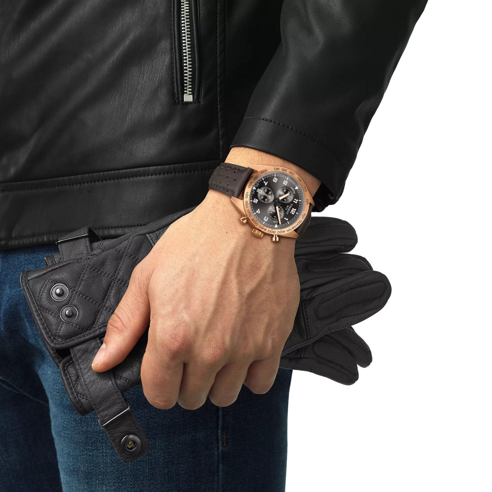 Montre Tissot PRS 516 Chronograph 45mm T131.617.36.082.00, cadran gris, portée