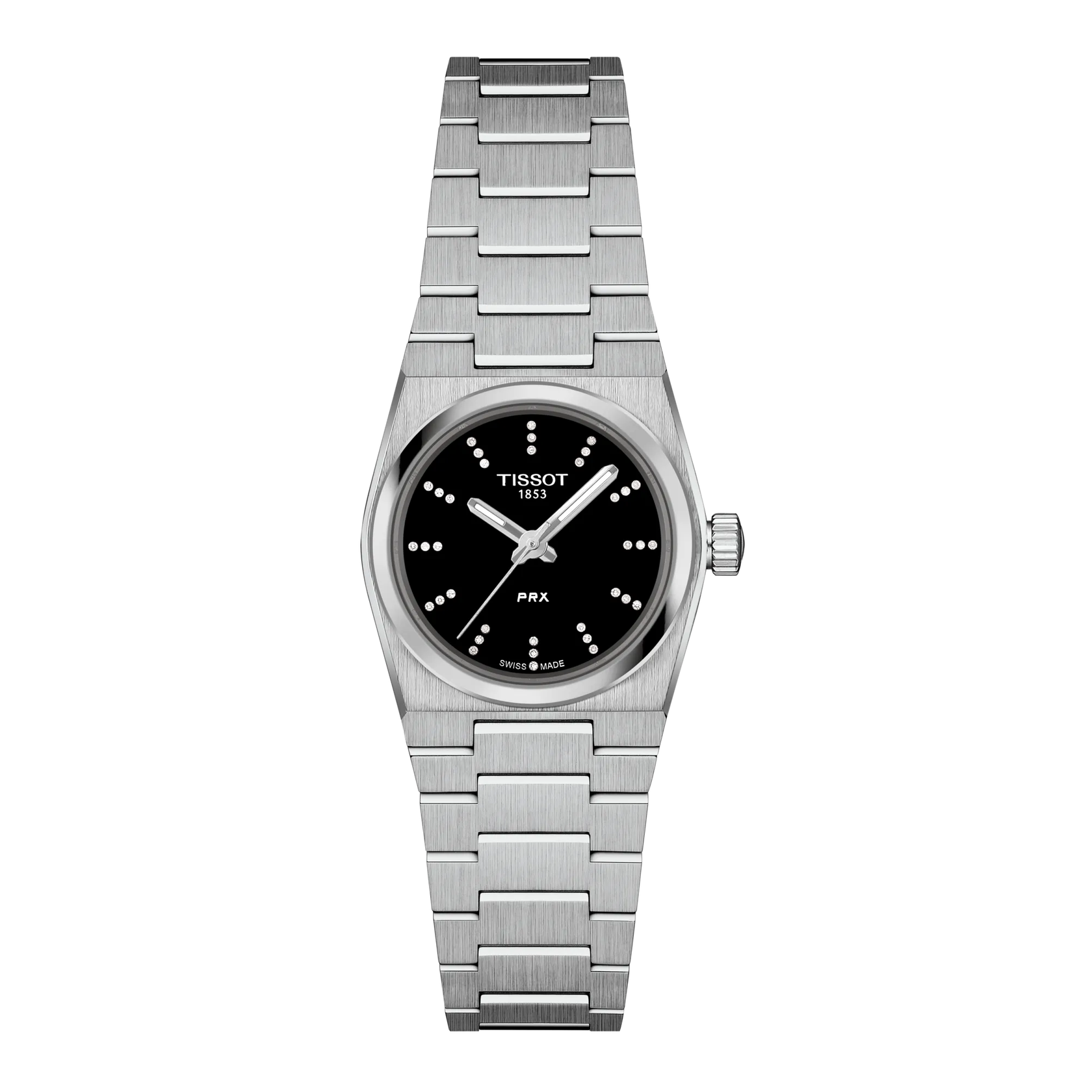 Montre Tissot PRX 25mm T137.010.11.056.00, cadran noir, vue de face