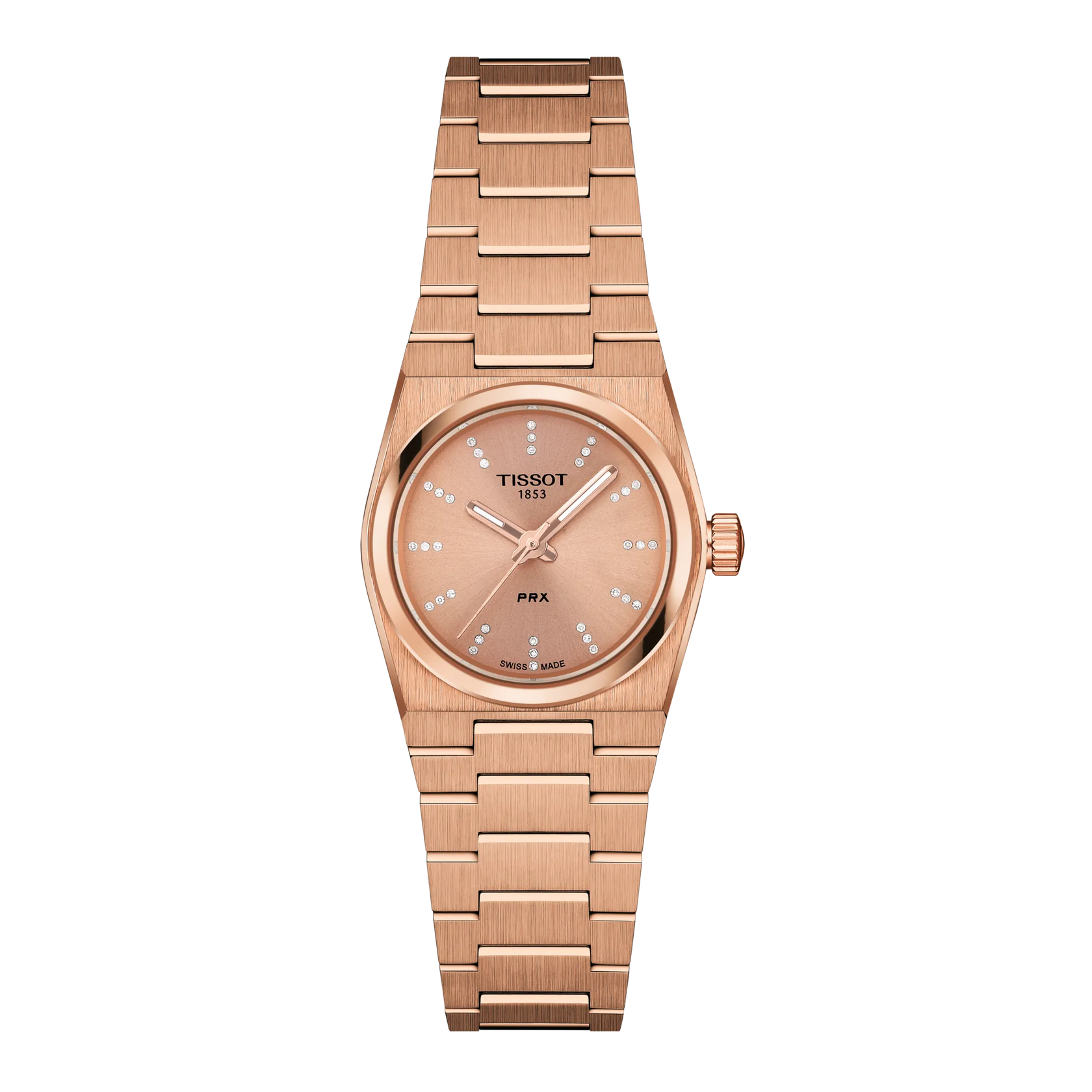 Tissot PRX 25mm T137.010.33.506.00 watch, rose-gold-tone dial, front view