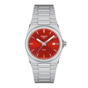 Montre Tissot PRX 35mm T137.210.11.421.00, cadran rouge, vue de face