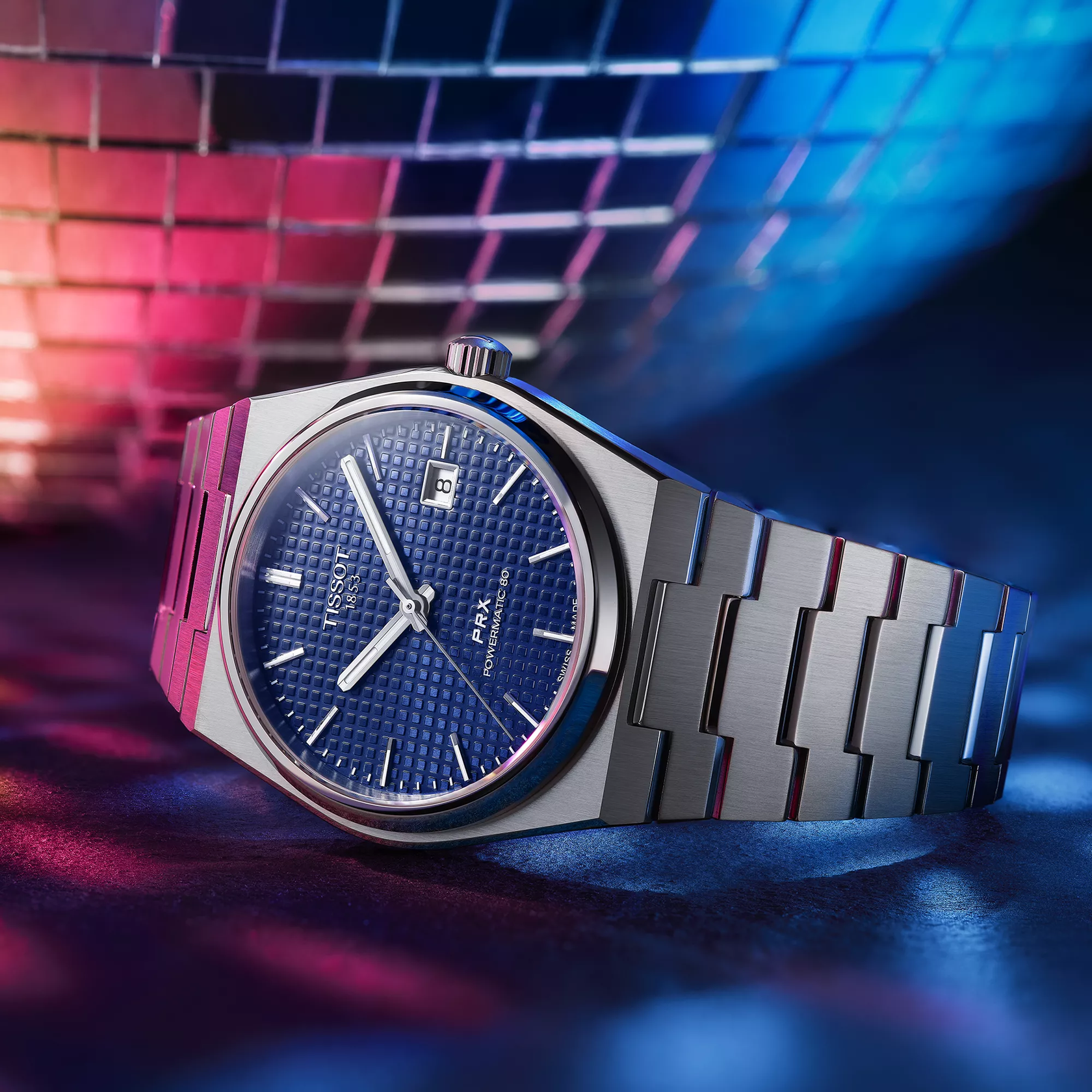 Tissot PRX 40mm T137.407.11.041.00 watch, blue dial, styled shot