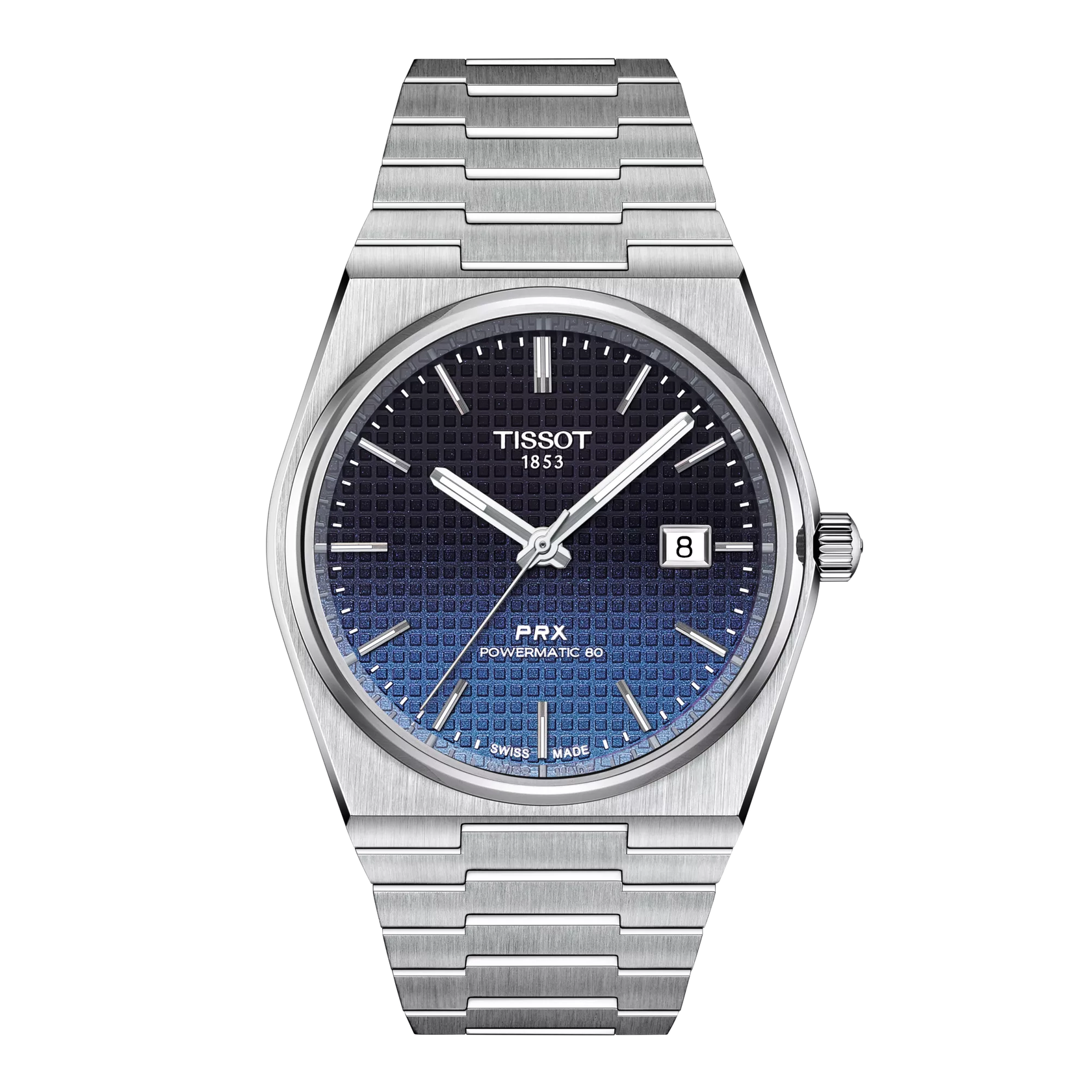 Montre Tissot PRX 40mm T137.407.11.051.01, cadran bleu, vue de face