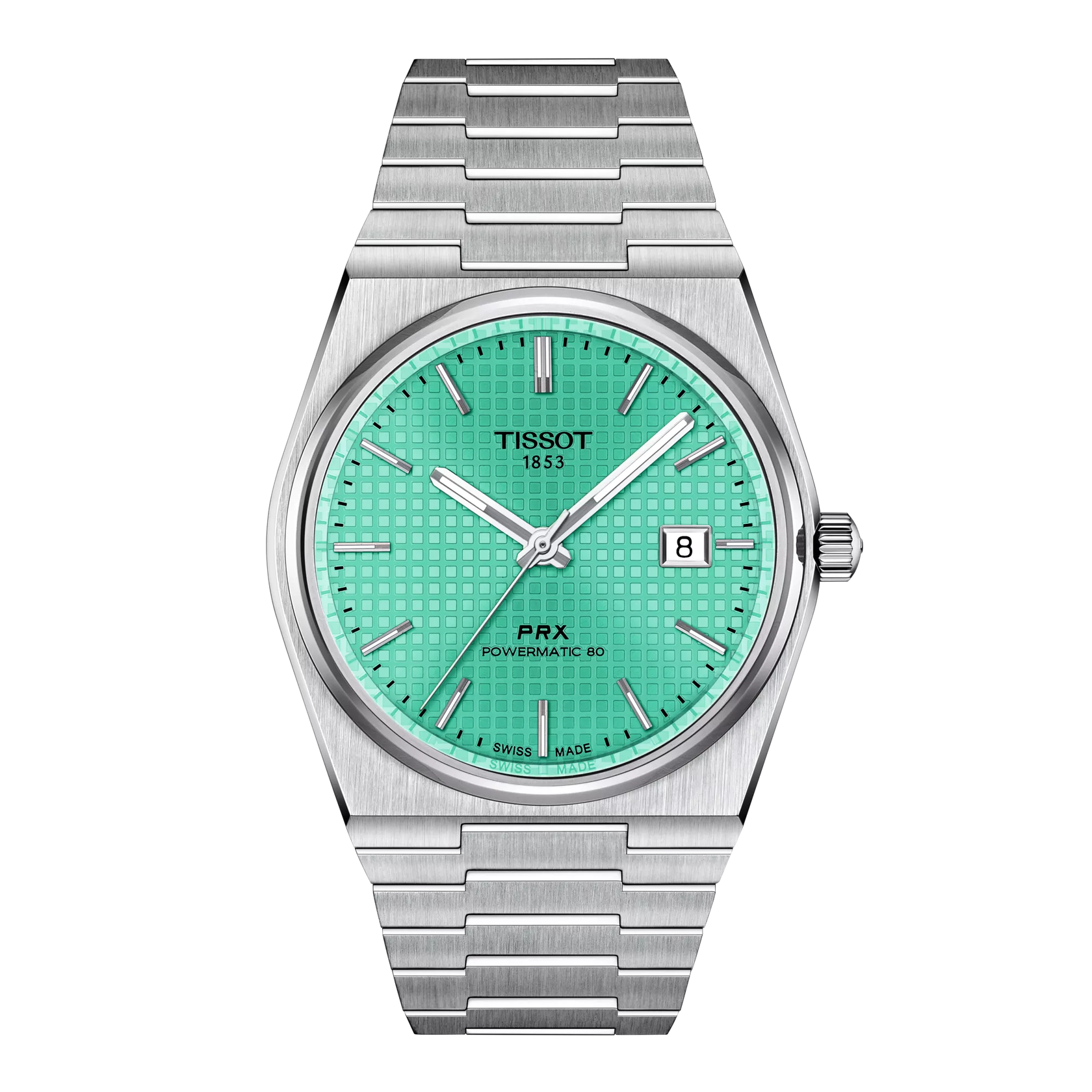 Montre Tissot PRX 40mm T137.407.11.091.01, cadran vert, vue de face