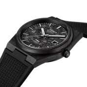 Montre Tissot PRX Carbon 40.5mm T137.907.97.201.00, cadran noir, vue de biais