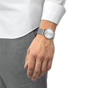 Tissot Everytime 40mm T143.410.11.011.00 watch, white dial, on the wrist
