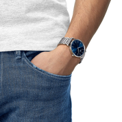 Montre Tissot Everytime 40mm T143.410.11.041.00, cadran bleu, portée