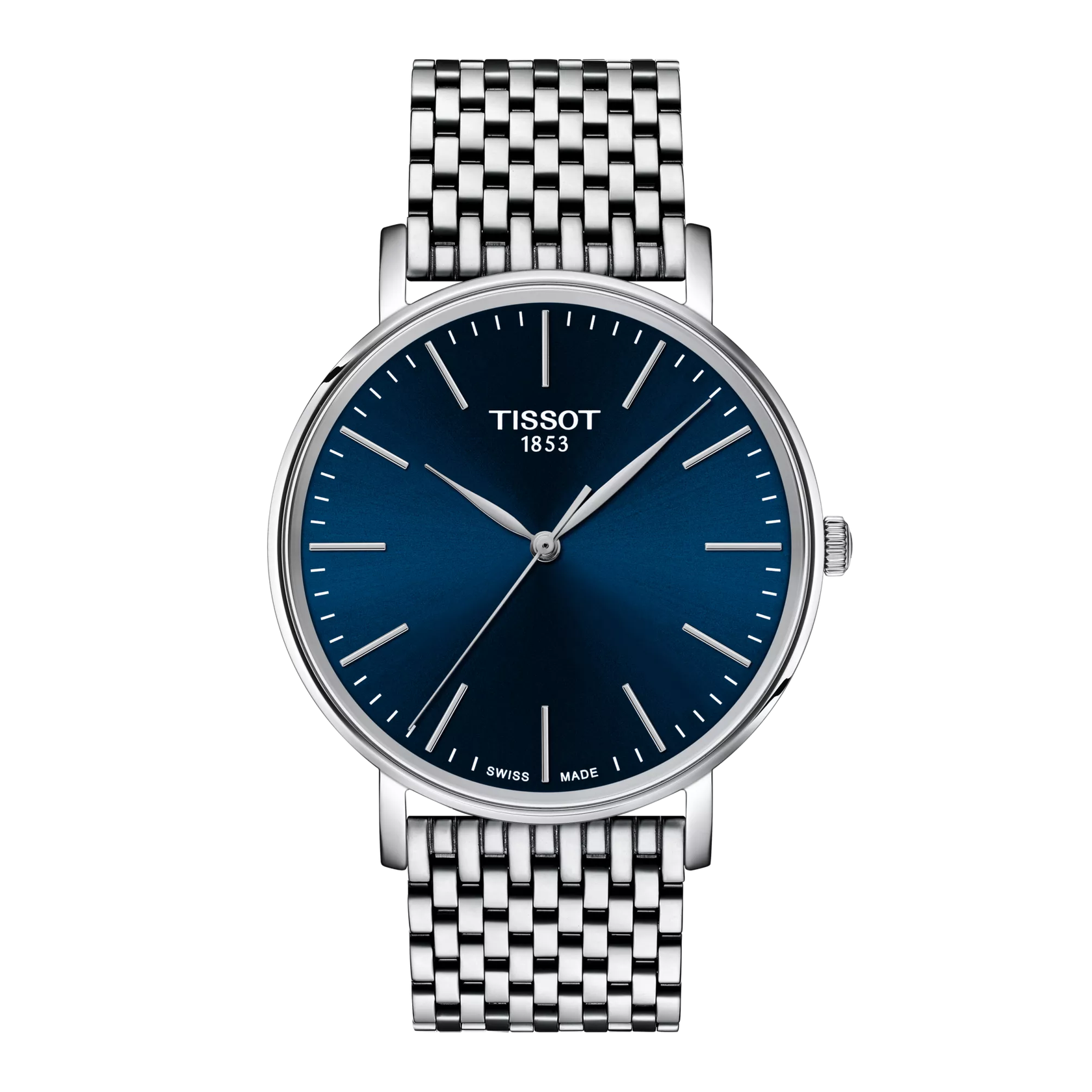 Montre Tissot Everytime 40mm T143.410.11.041.00, cadran bleu, vue de face