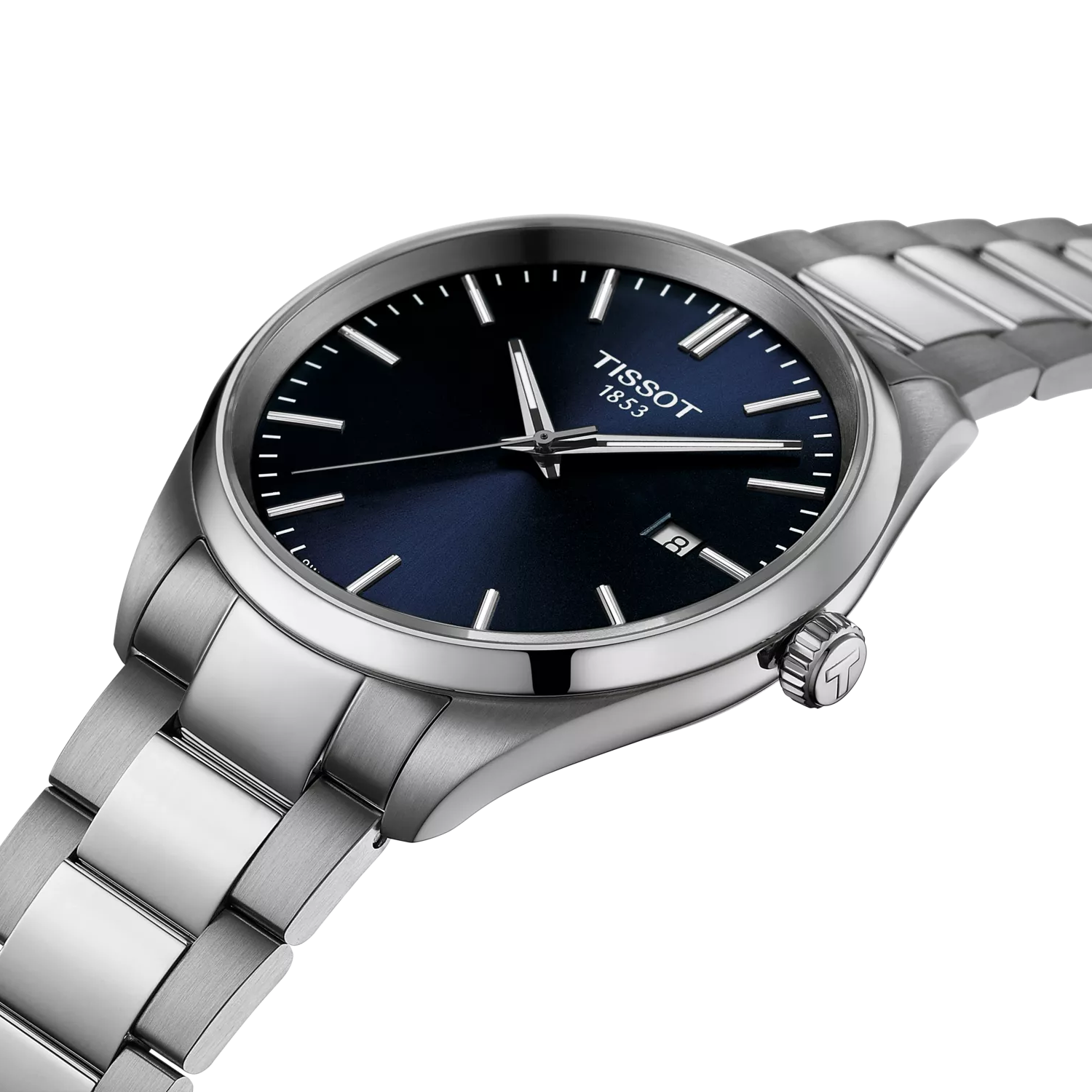 Montre Tissot PR 100 40mm T150.410.11.041.00, cadran bleu, vue de biais