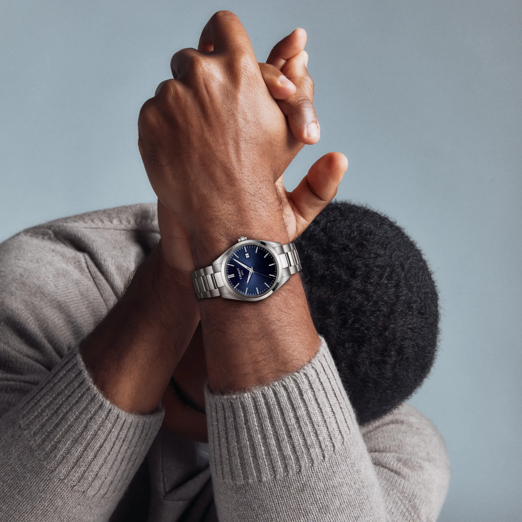 Montre Tissot PR 100 40mm T150.410.11.041.00, cadran bleu, portée