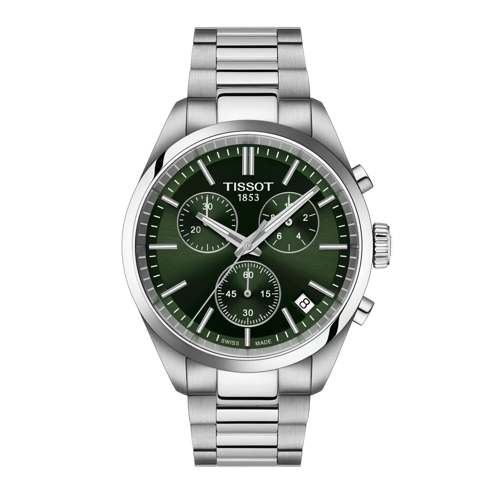 Montre Tissot PR 100 40mm T150.417.11.091.00, cadran vert, vue de face