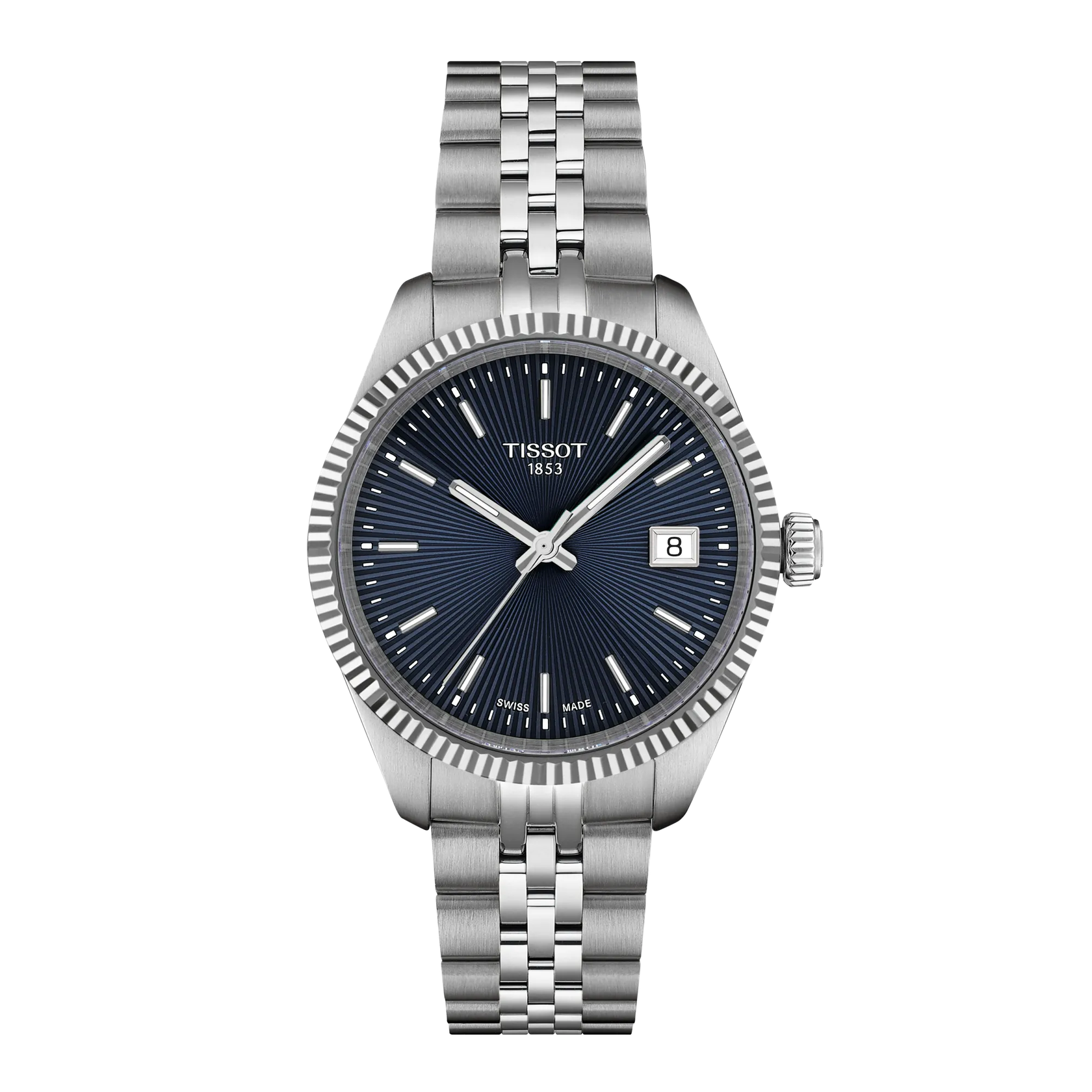 Montre Tissot Ballade 34mm T156.210.11.041.00, cadran bleu, vue de face