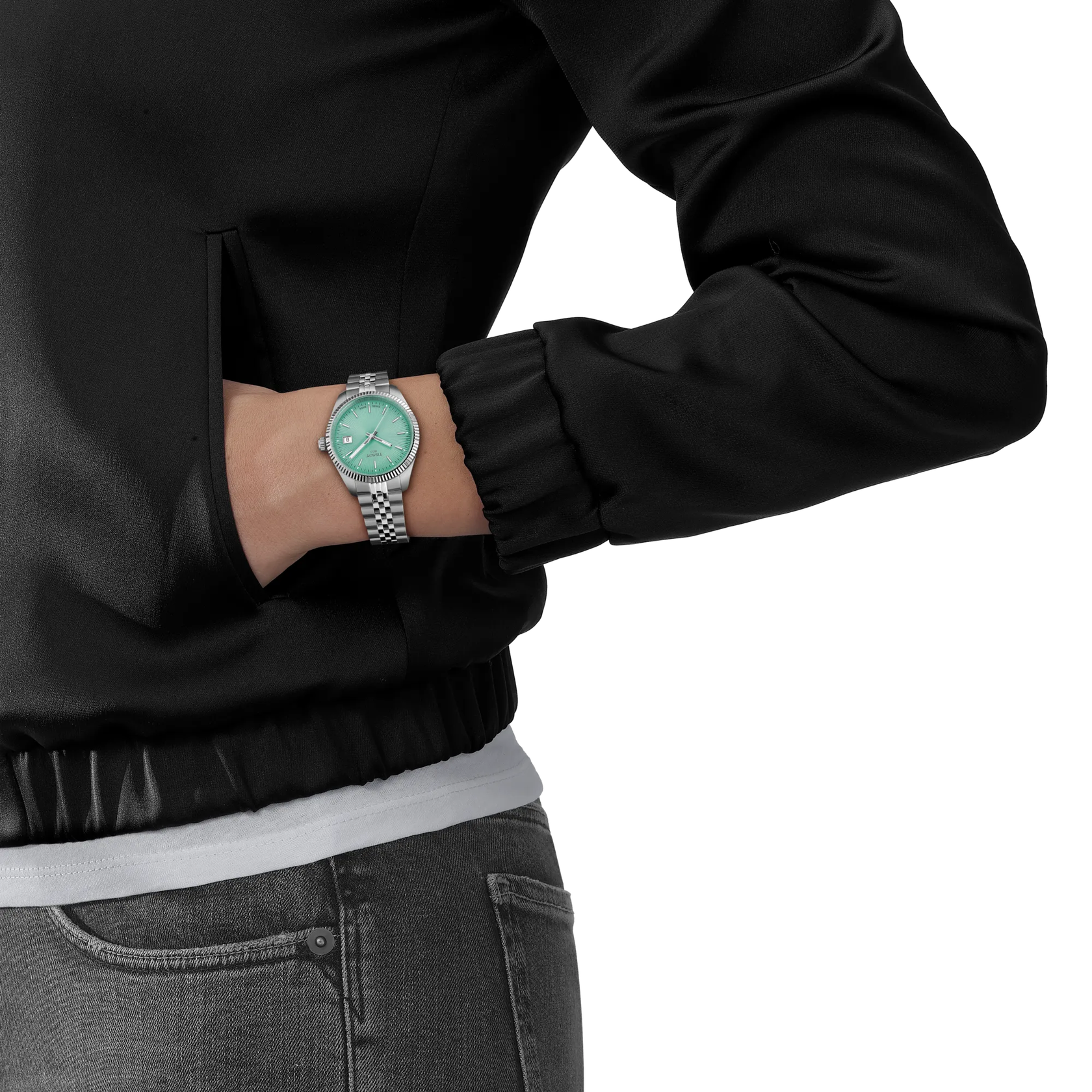 Montre Tissot Ballade 34mm T156.210.11.091.00, cadran vert, portée
