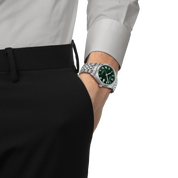 Tissot Ballade 39mm T156.408.11.093.00 watch, green dial, on the wrist