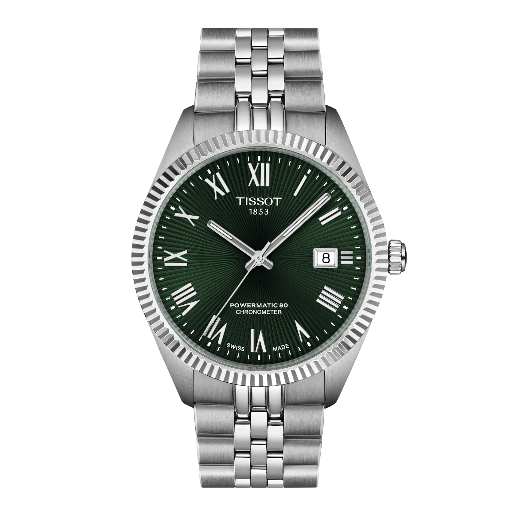 Montre Tissot Ballade 39mm T156.408.11.093.00, cadran vert, vue de face