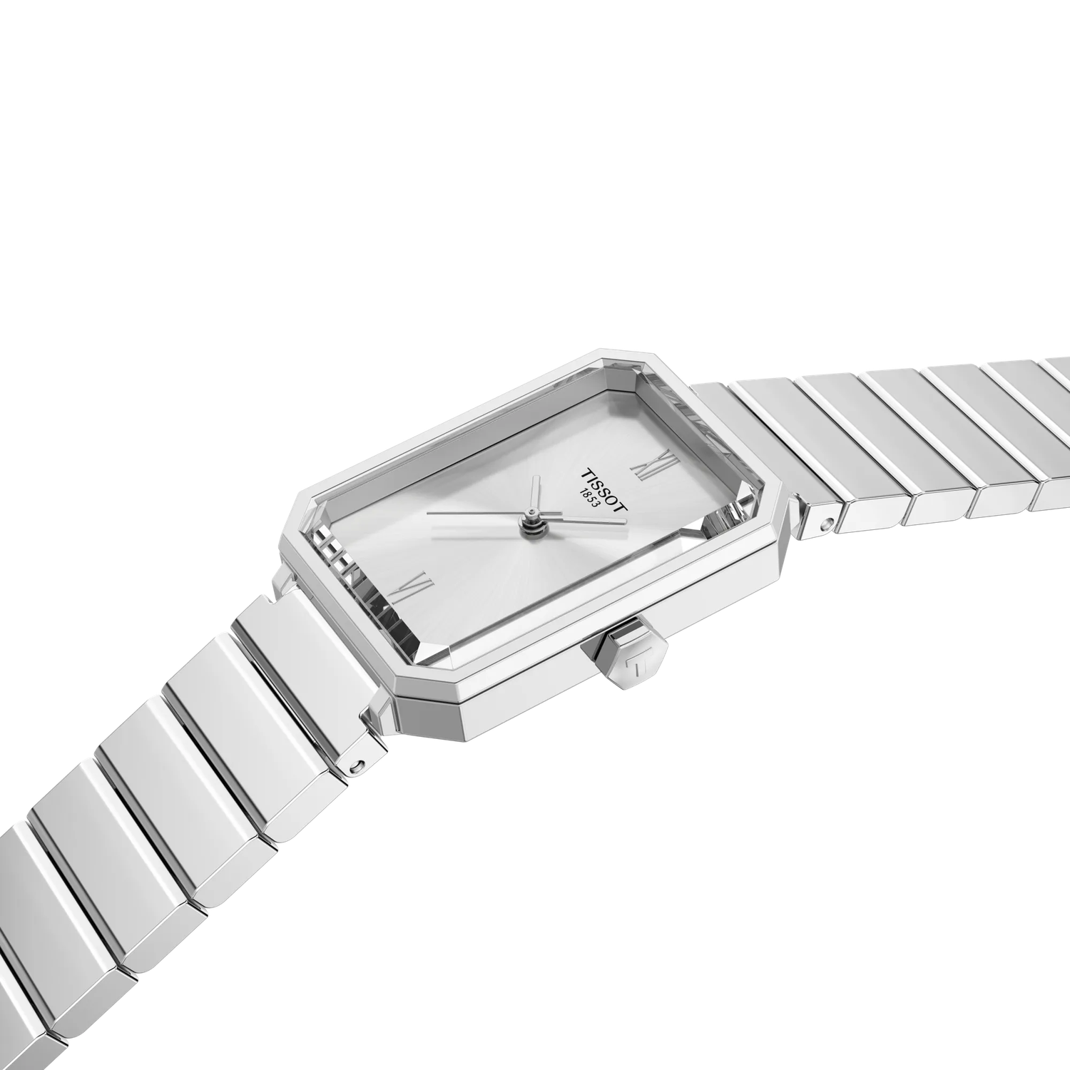 Tissot SRV 30mm T160.110.11.033.00 watch, silver dial, angled view